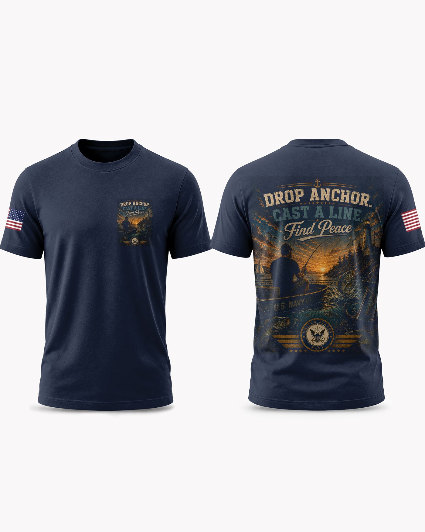 United States Navy Fishing Therapy & Peace T-shirt
