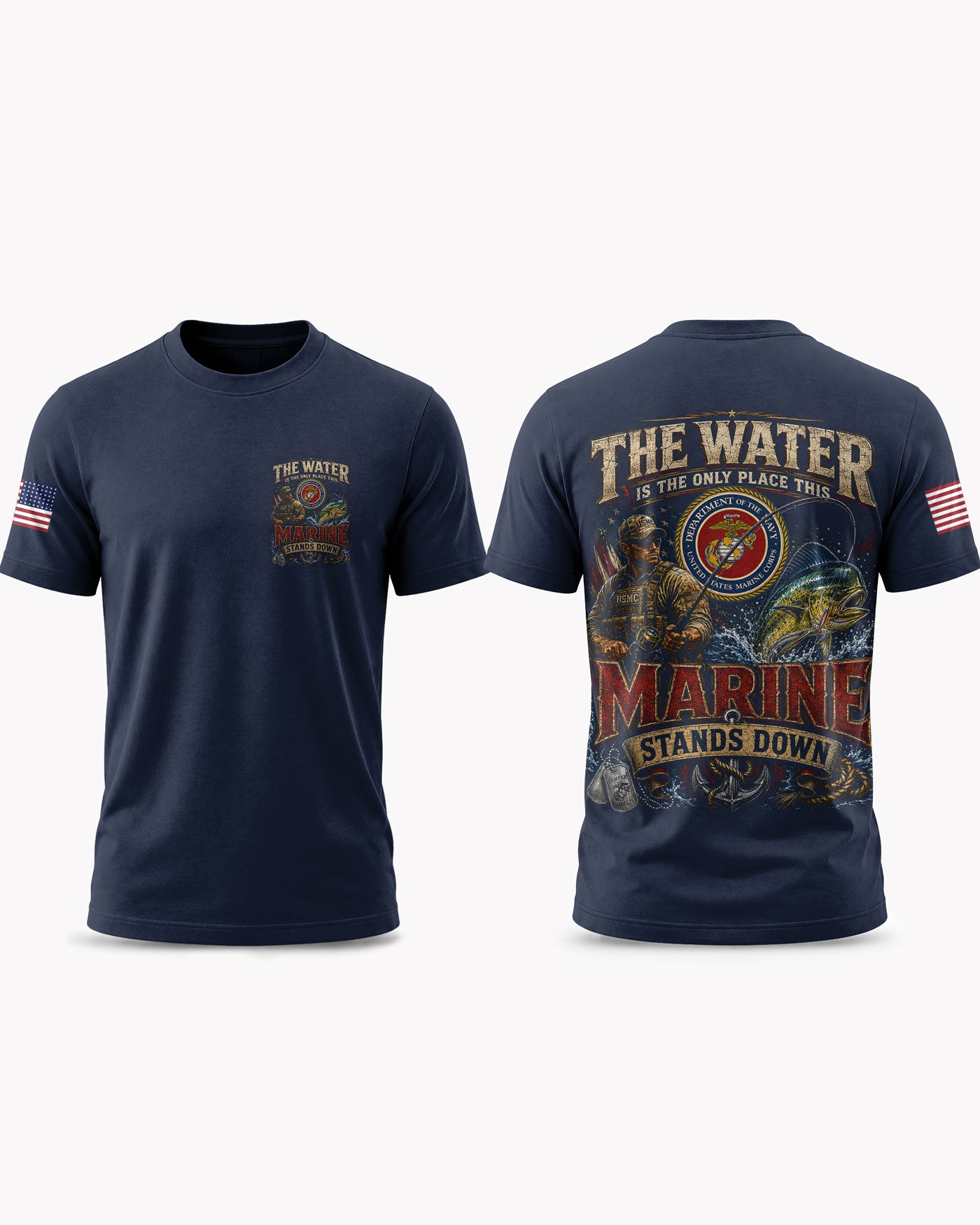 United States Marine Corps Fishing Therapy & Peace T-shirt