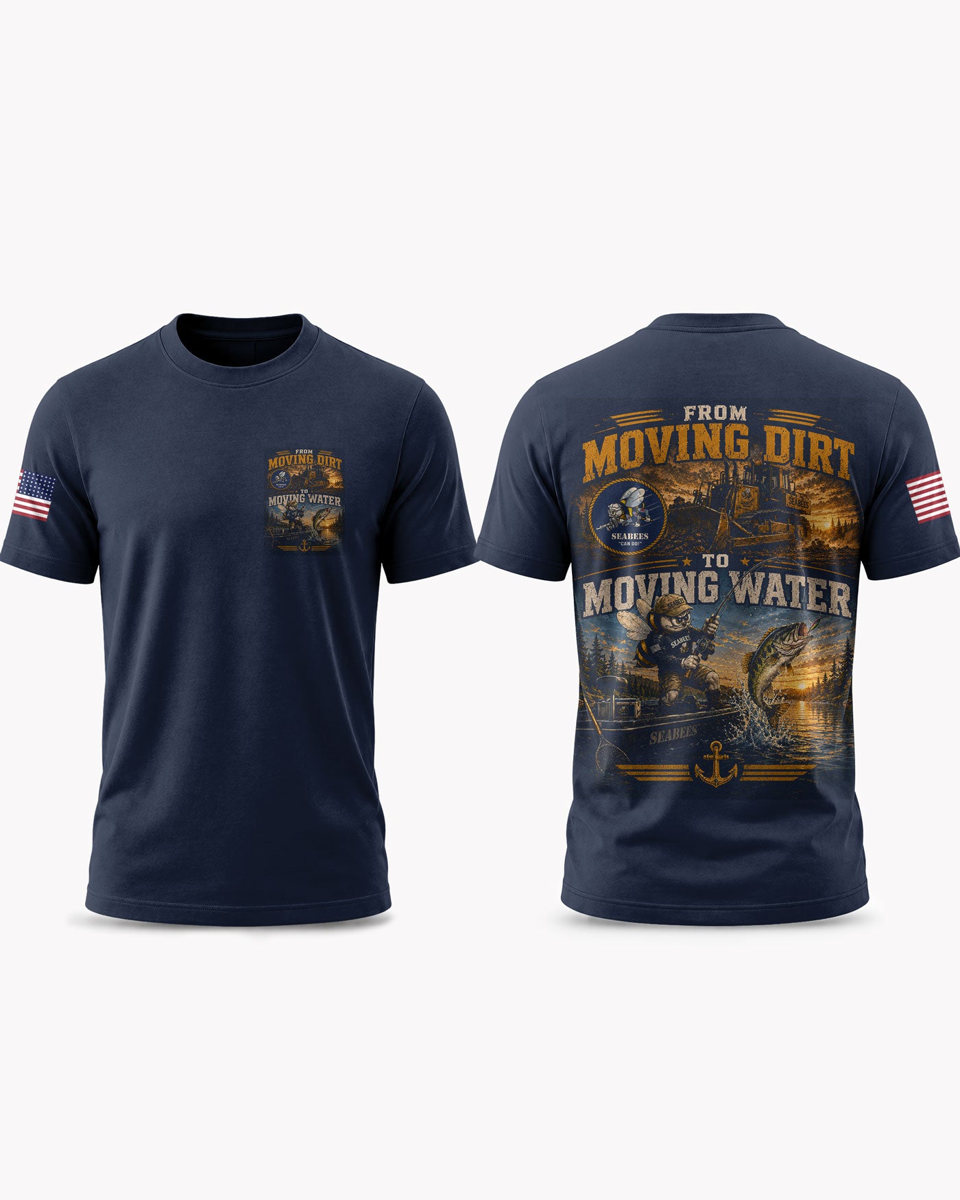 Seabees Fishing Humorous T-shirt