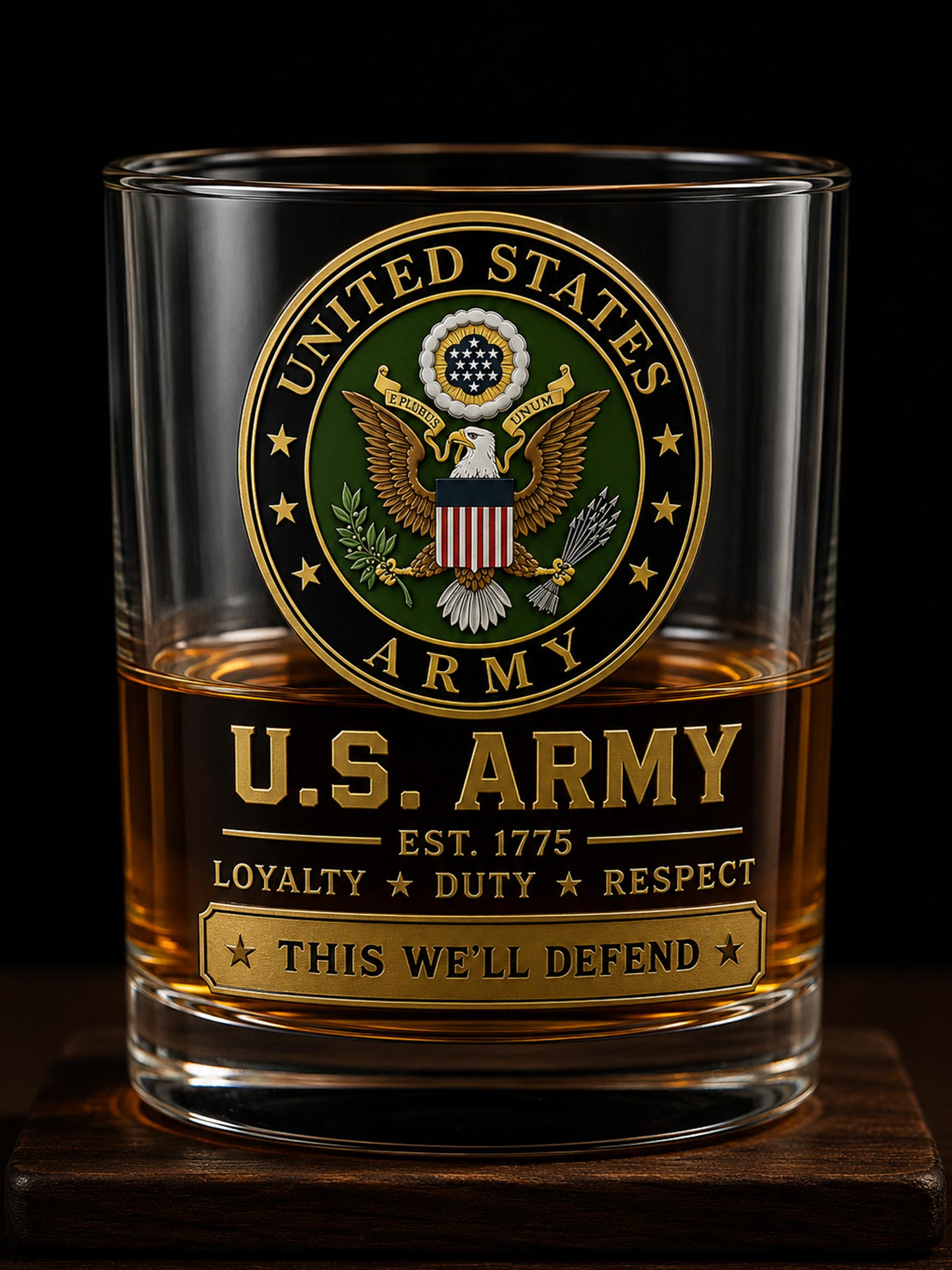 United States Army Tribute Whiskey Glass