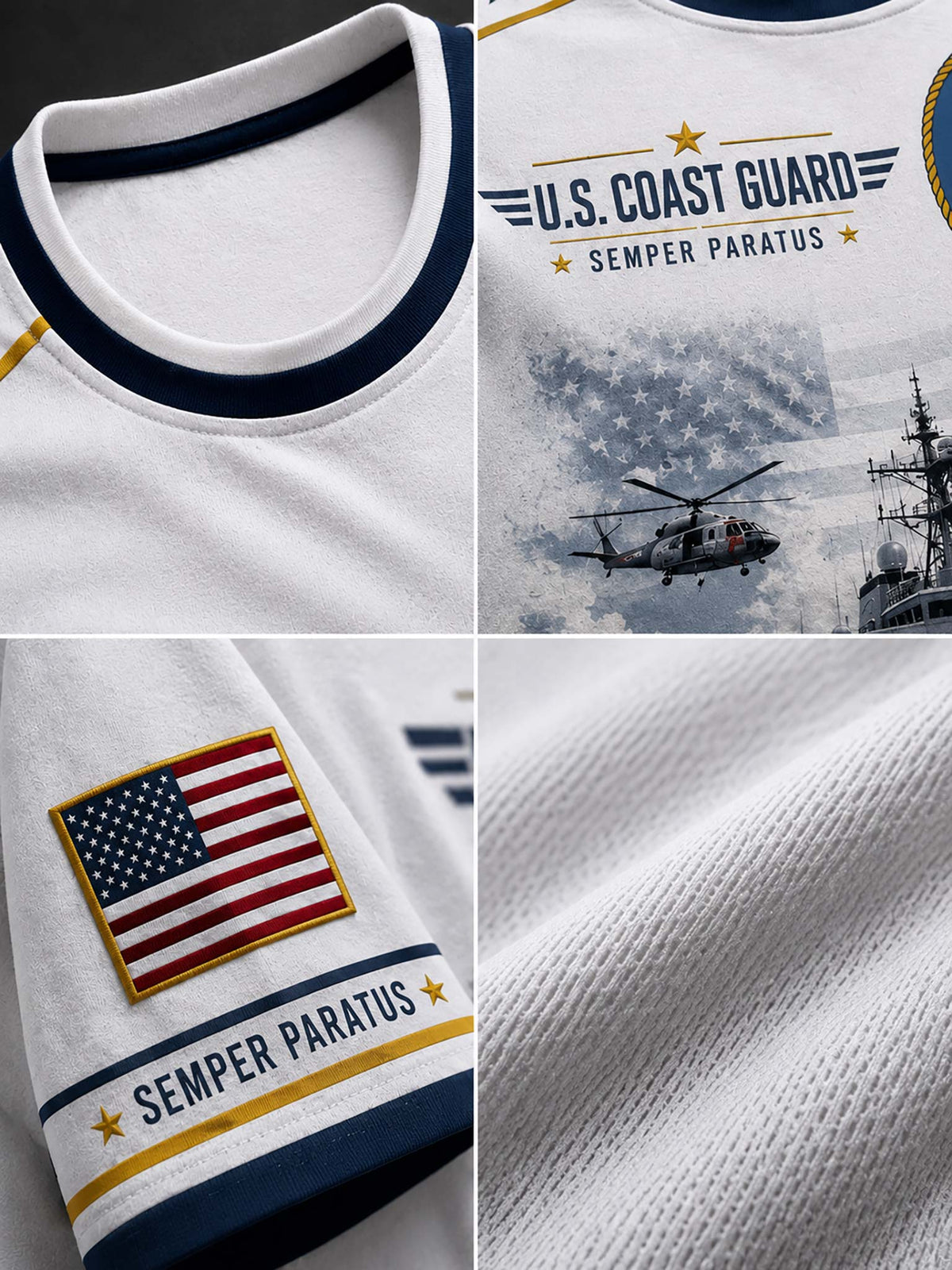 A close-up collage of a white U.S.