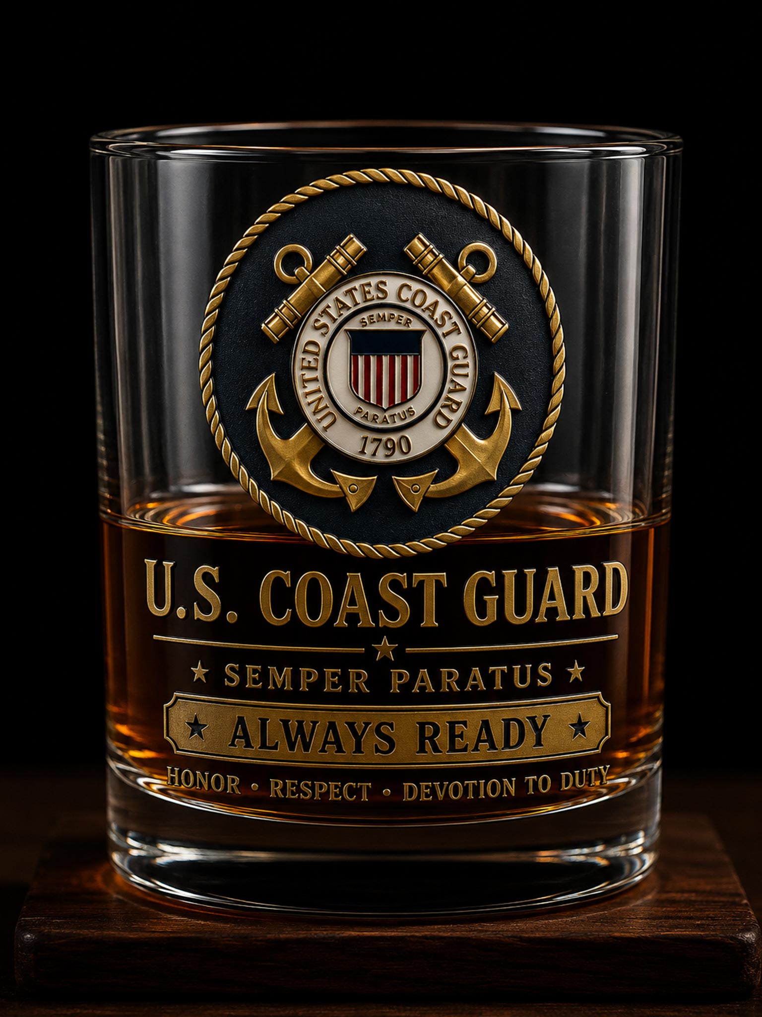 United State Coast Guard Tribute Whiskey Glass
