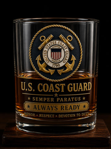 United State Coast Guard Tribute Whiskey Glass