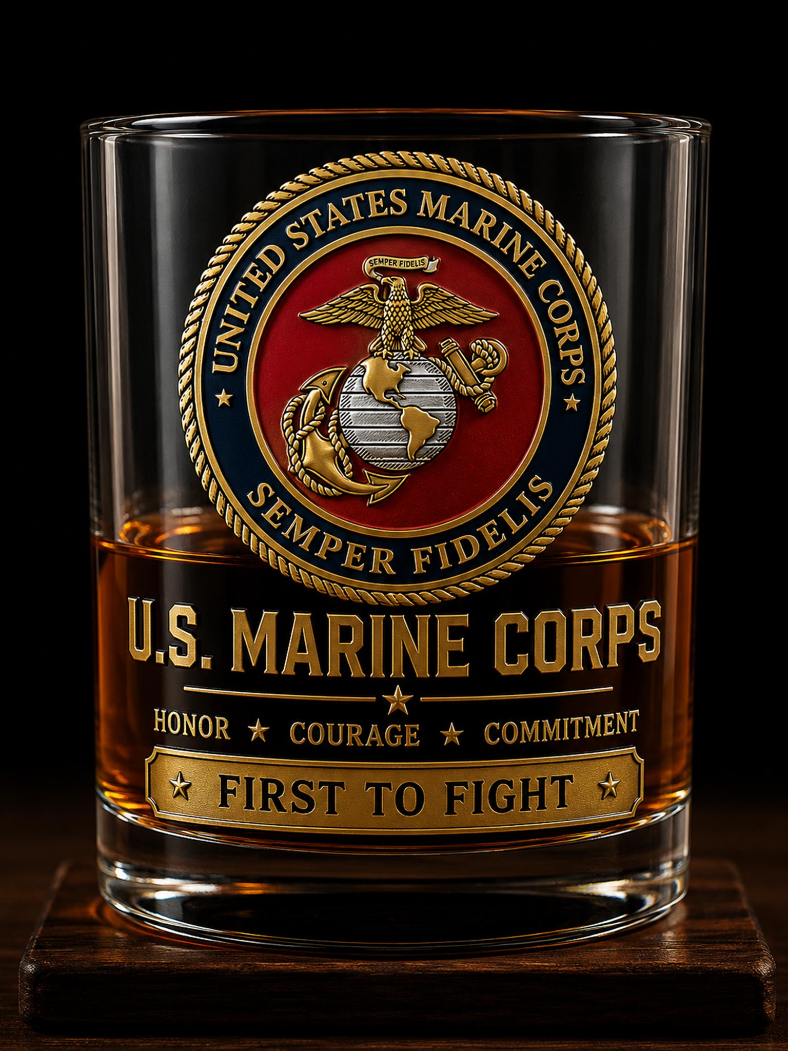 United State Marine Corps Tribute Whiskey Glass