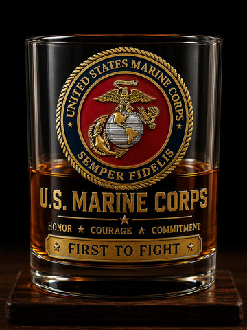 United State Marine Corps Tribute Whiskey Glass