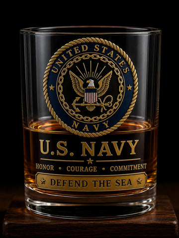 United State Navy Tribute Whiskey Glass