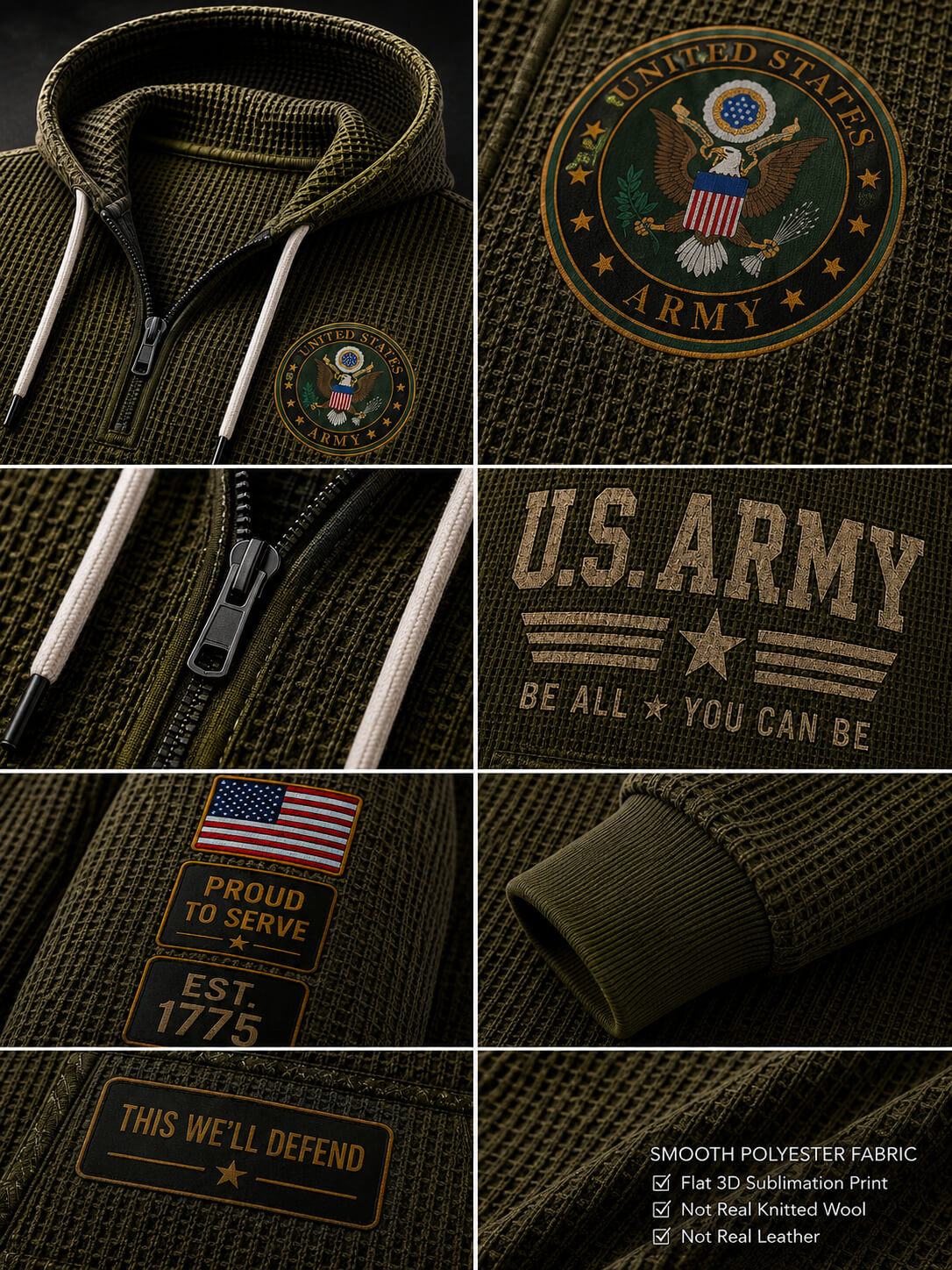 United States Army Men's Waffle Hoodie