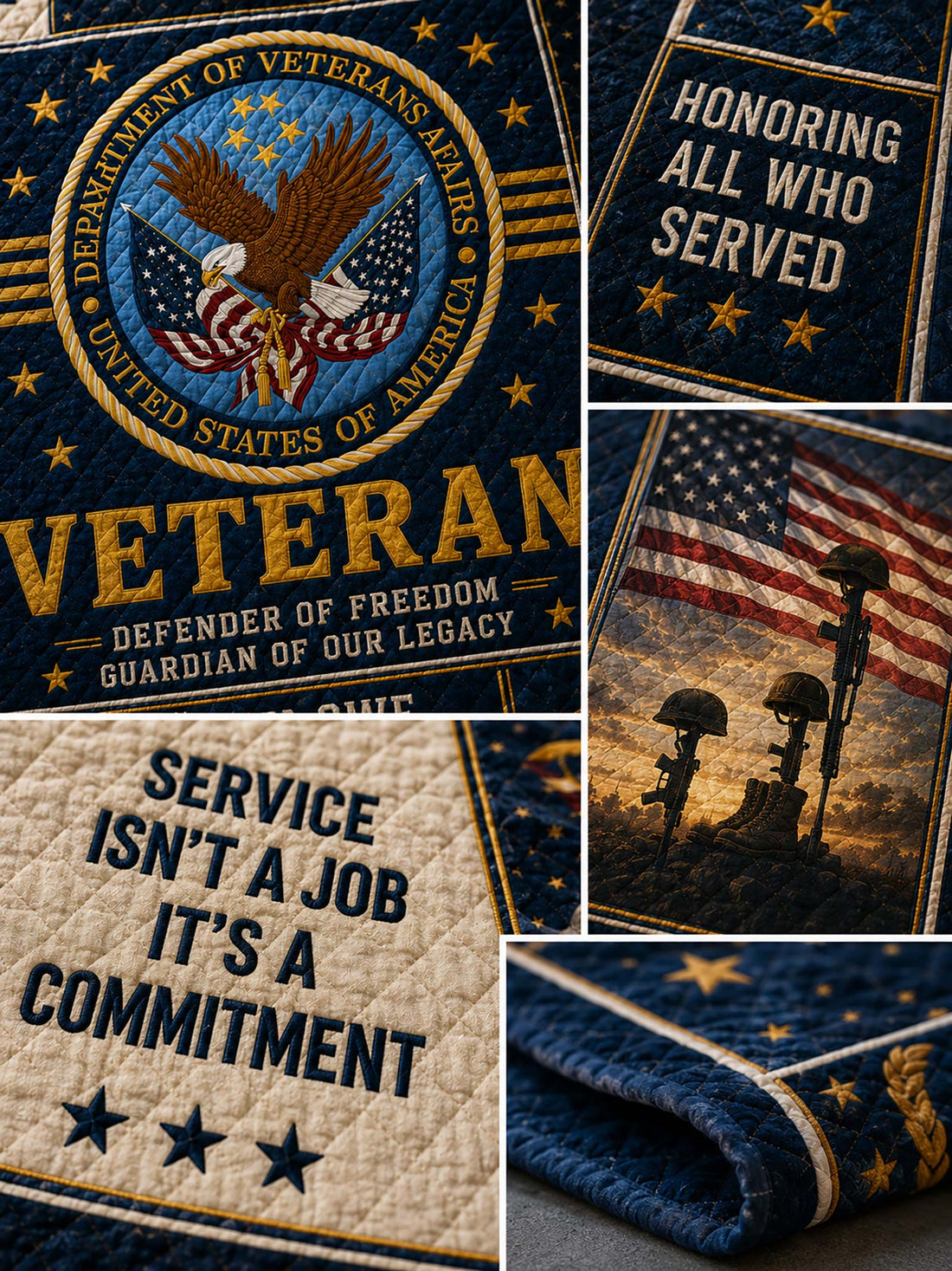 Veteran Patchwork-Style Graphic Quilt