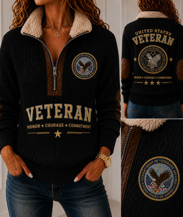 Veteran Honor Fur Collar Sweatshirt