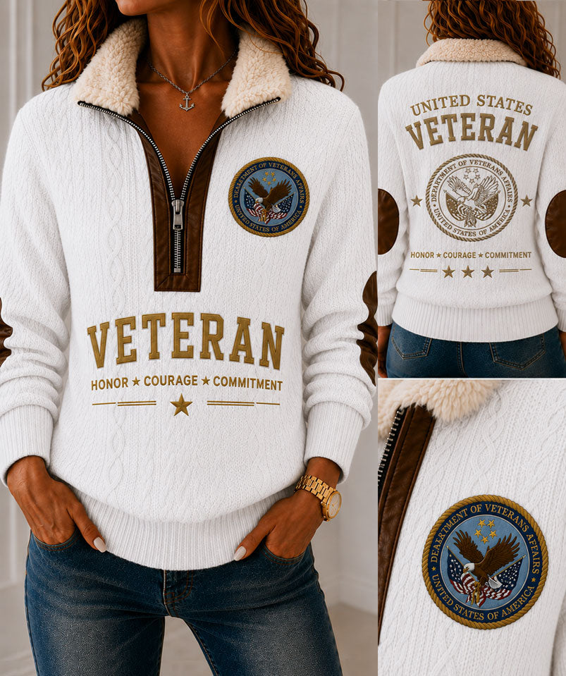 Veteran Honor Fur Collar Sweatshirt