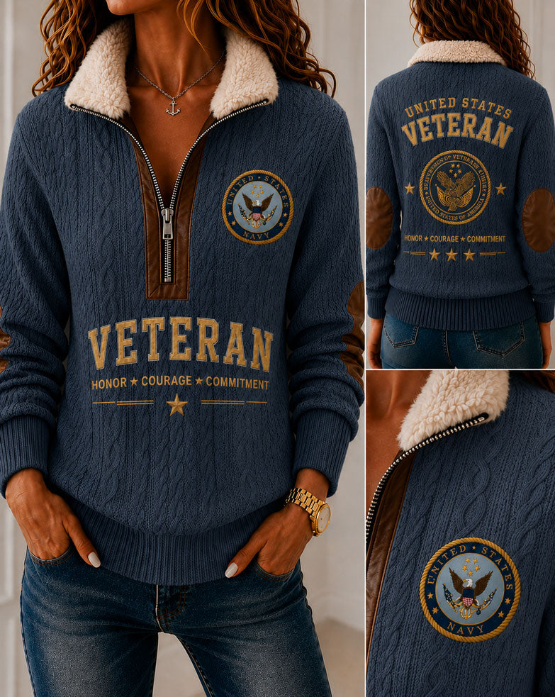 Veteran Honor Fur Collar Sweatshirt
