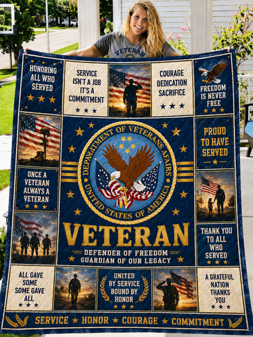 Veteran Patchwork-Style Graphic Quilt