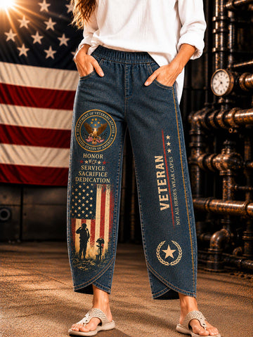 Veteran Graphic Wide-Leg Pants