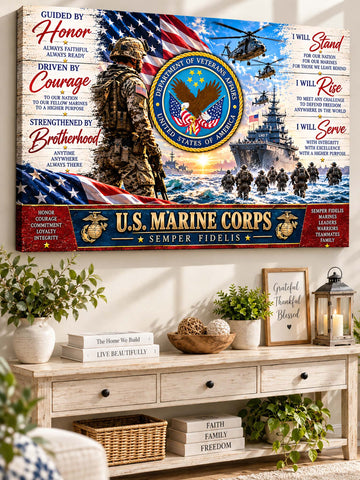 Veteran Patriotic Military Canvas Wall Art