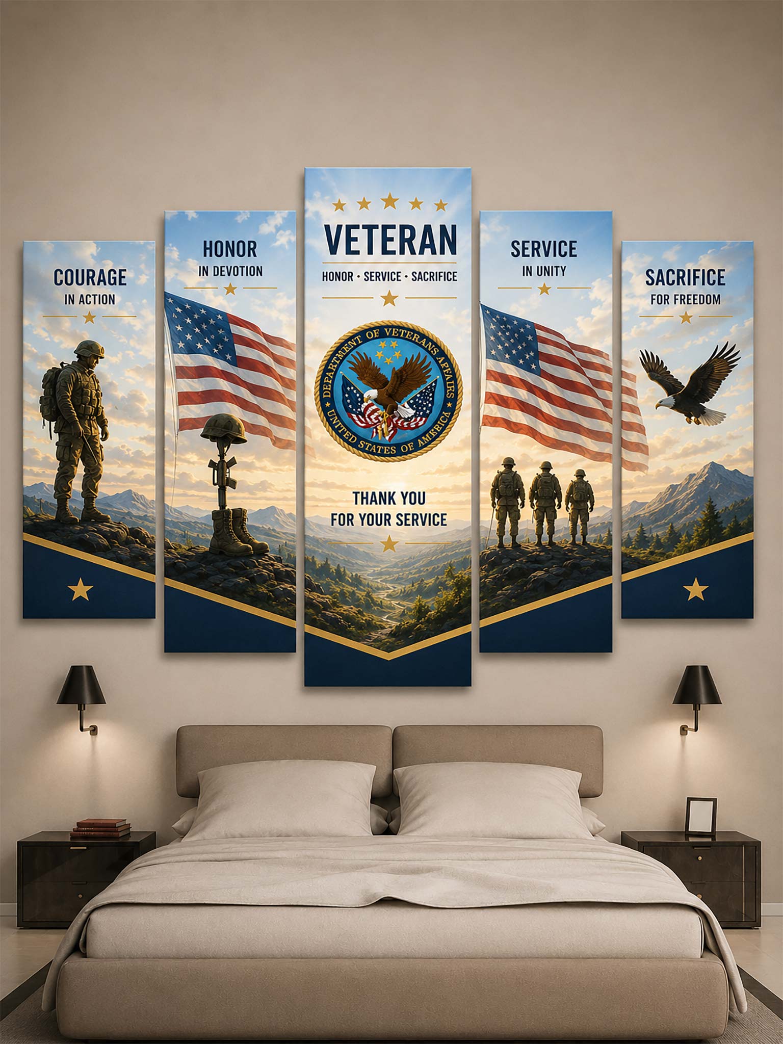 Veteran 5-Piece Split Canvas Wall Art