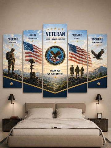Veteran 5-Piece Split Canvas Wall Art