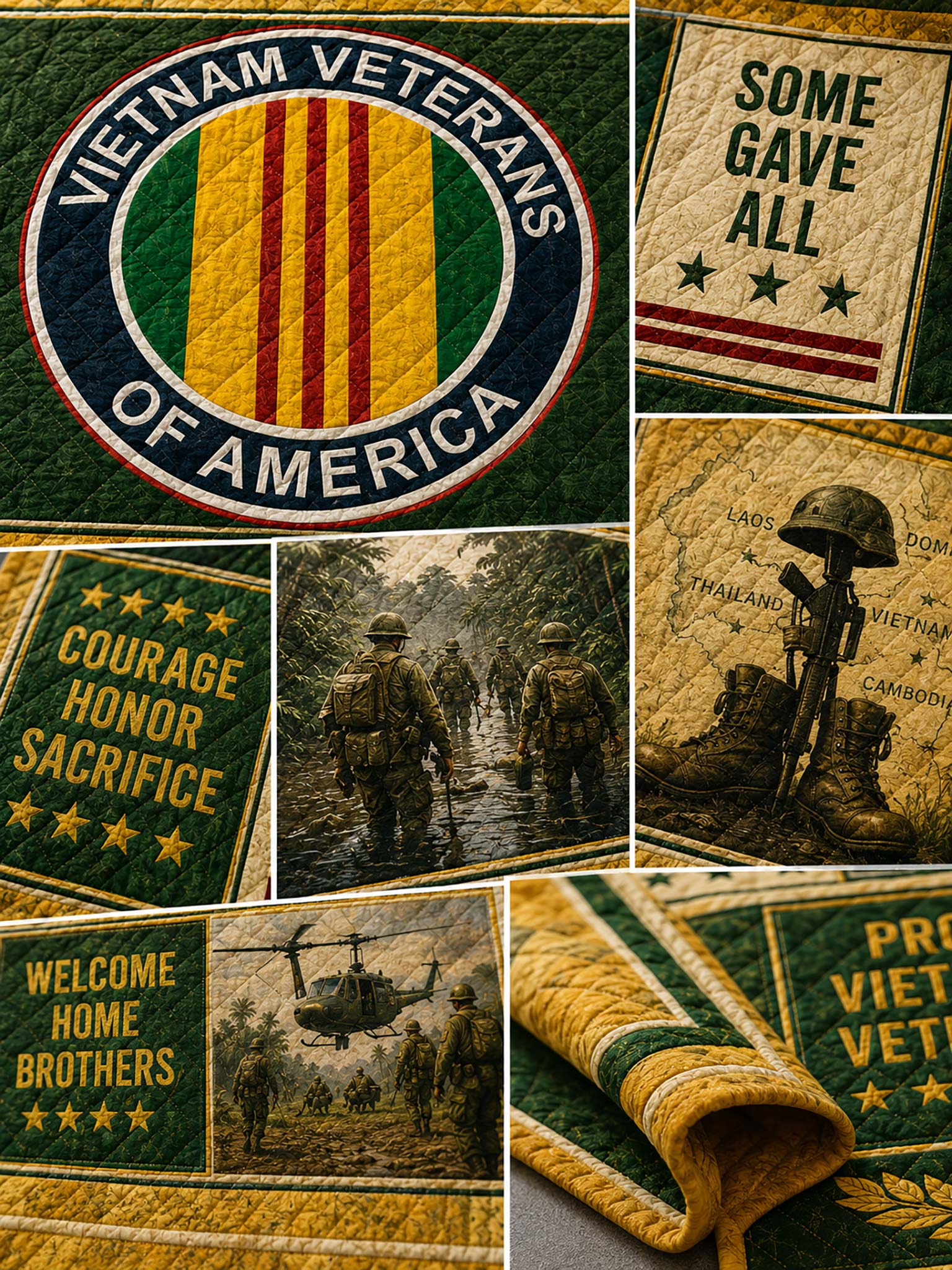 Vietnam Veteran Patchwork-Style Graphic Quilt