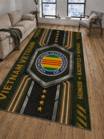 Vietnam Veteran Geometric Metallic-Style Floor Rug