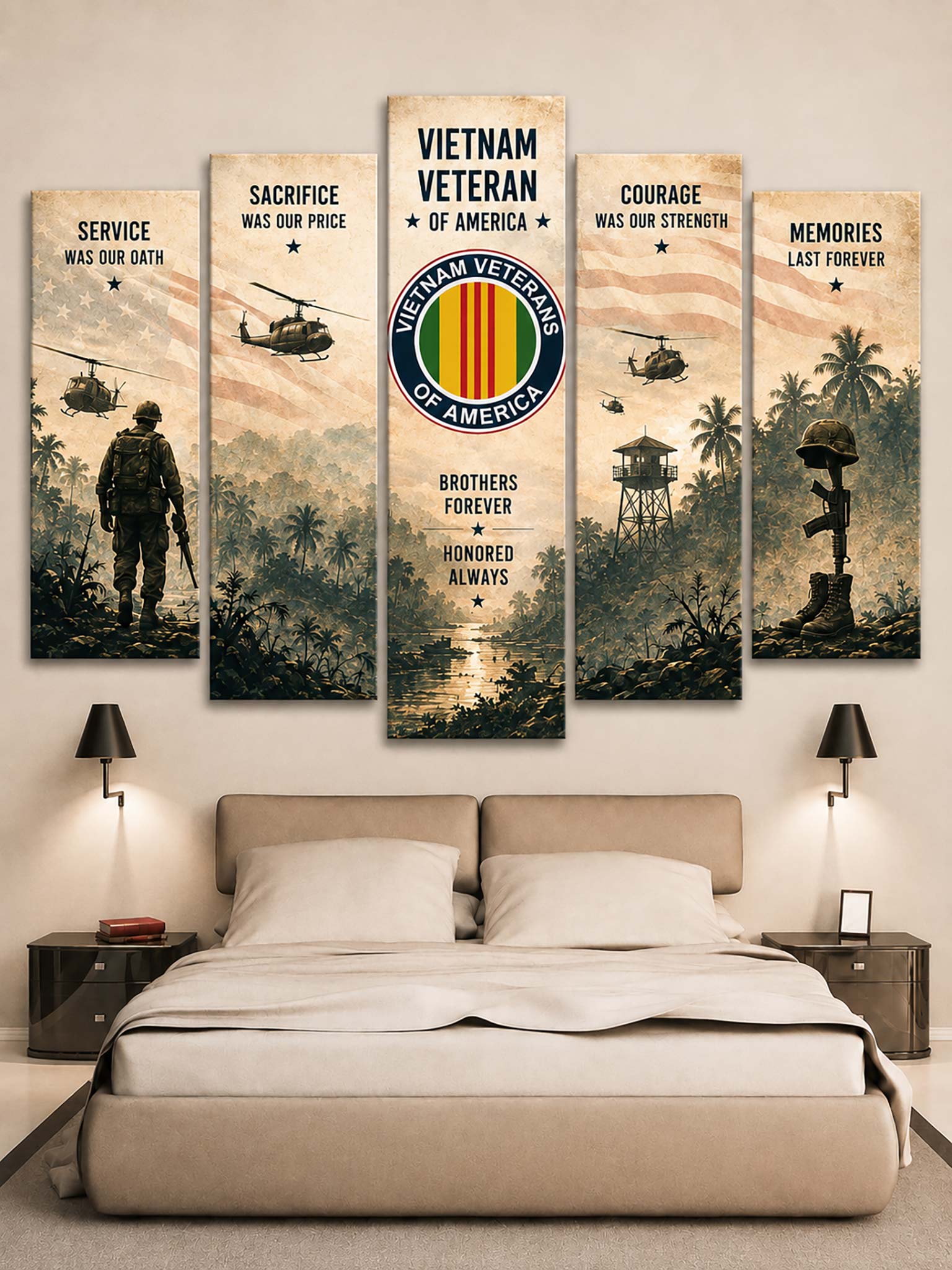 Vietnam Veteran 5-Piece Split Canvas Wall Art