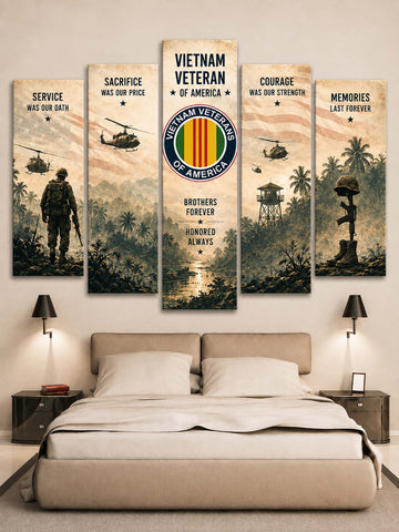 Vietnam Veteran 5-Piece Split Canvas Wall Art
