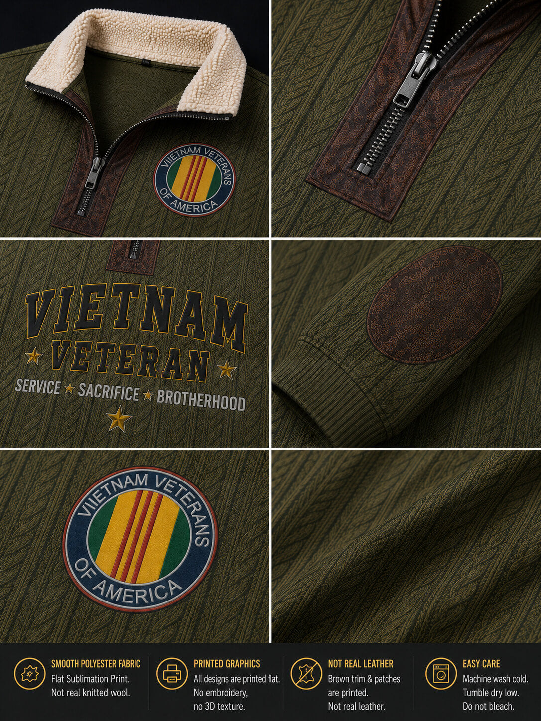 Vietnam Veteran Honor Fur Collar Sweatshirt