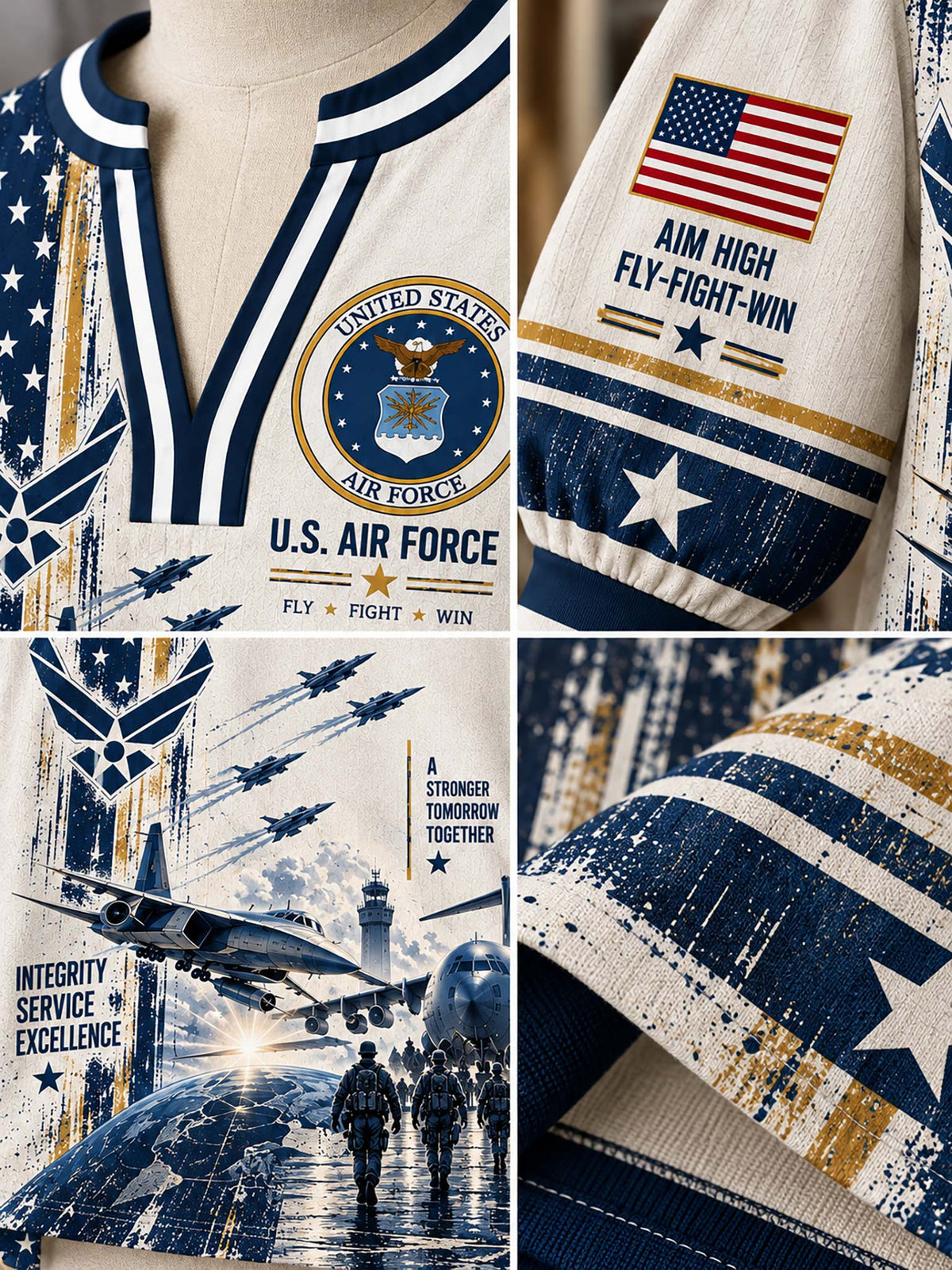 A four-panel collage showing a U.S.