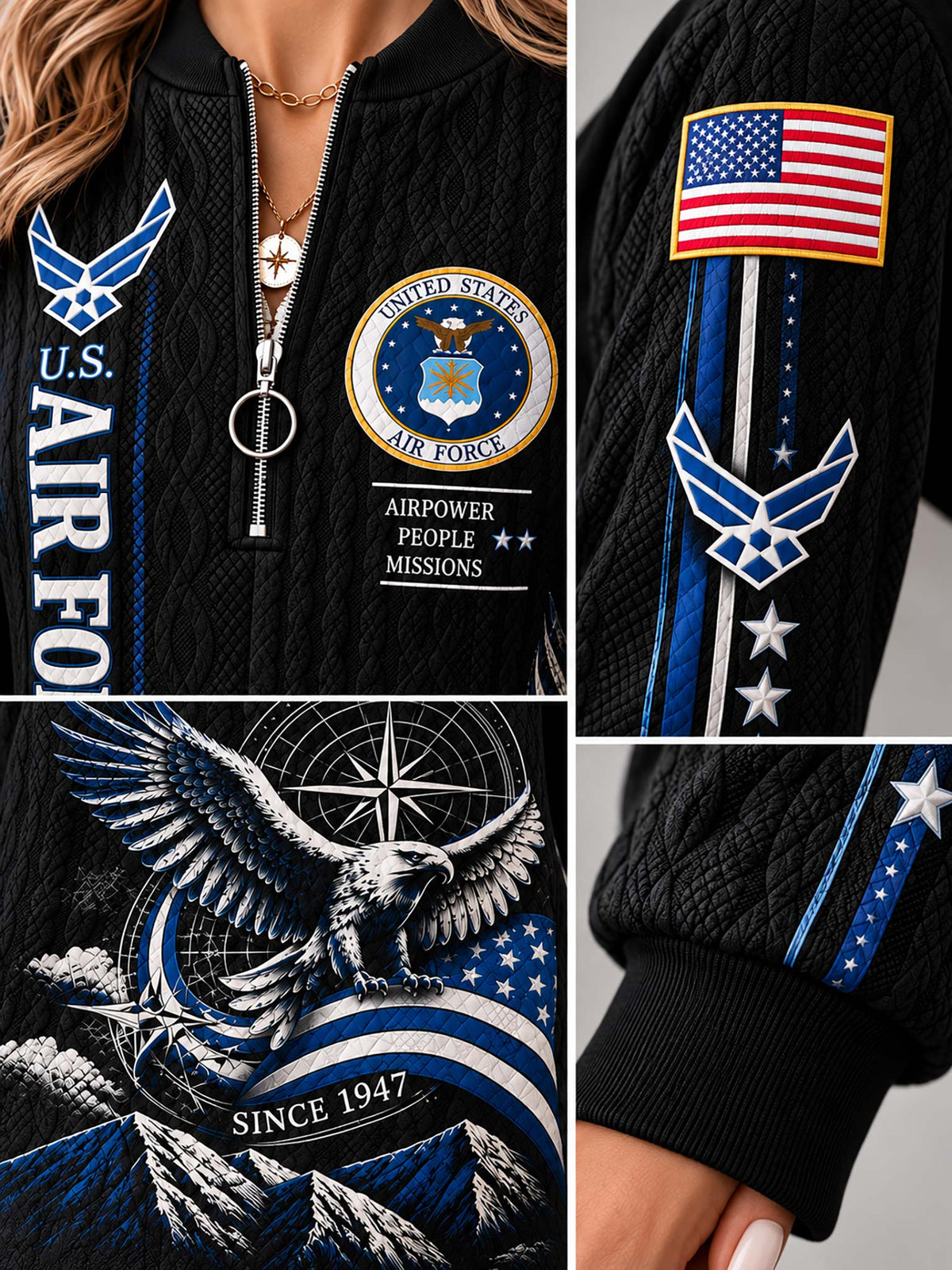 United States Air Force Honorbound Quilted Zip-Up Sweatshirt