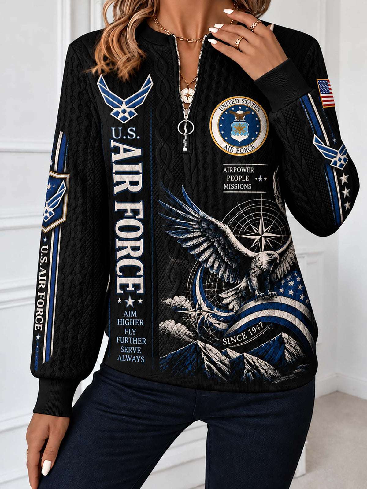 United States Air Force Honorbound Quilted Zip-Up Sweatshirt