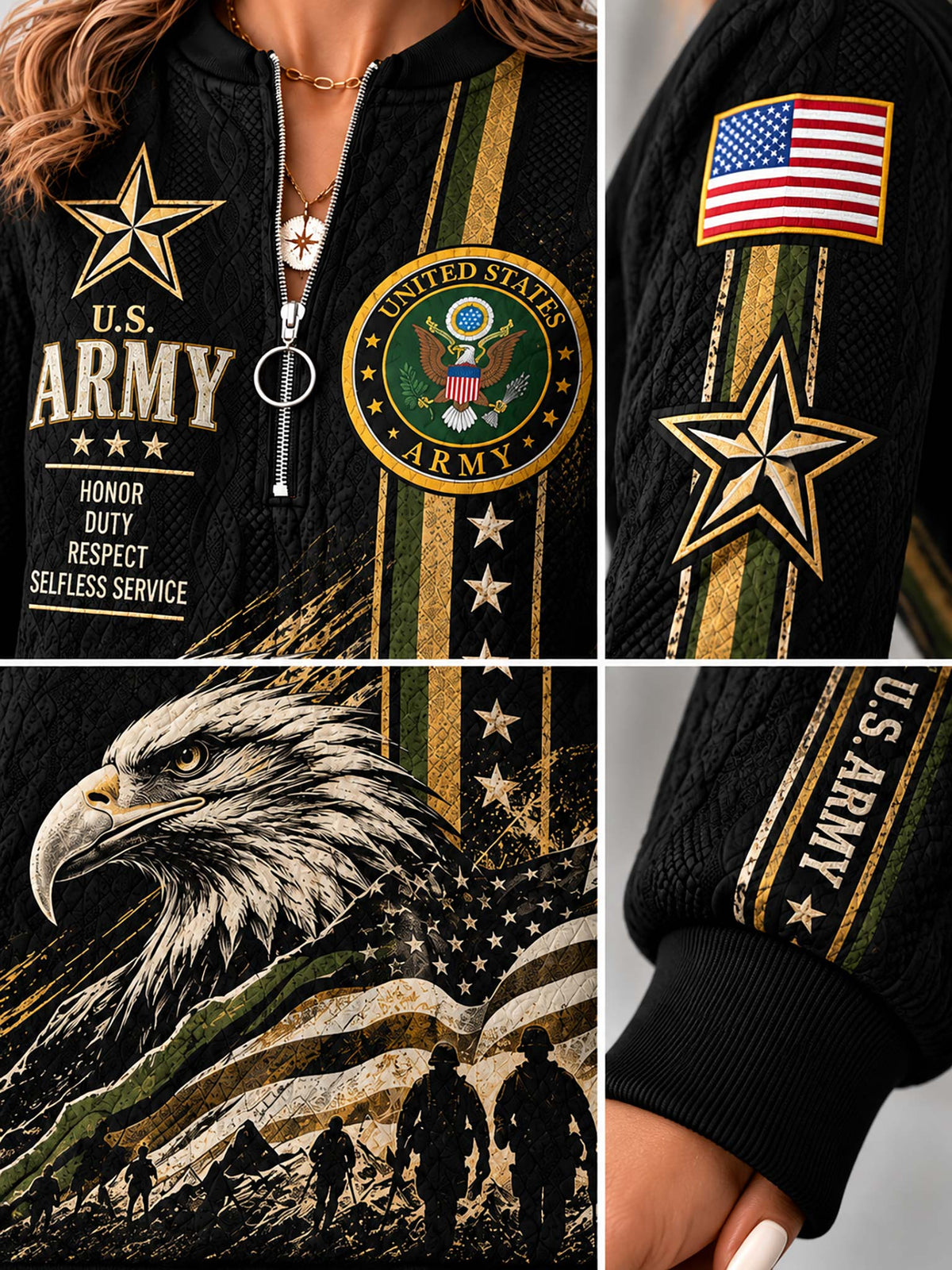 United States Army Honorbound Quilted Zip-Up Sweatshirt
