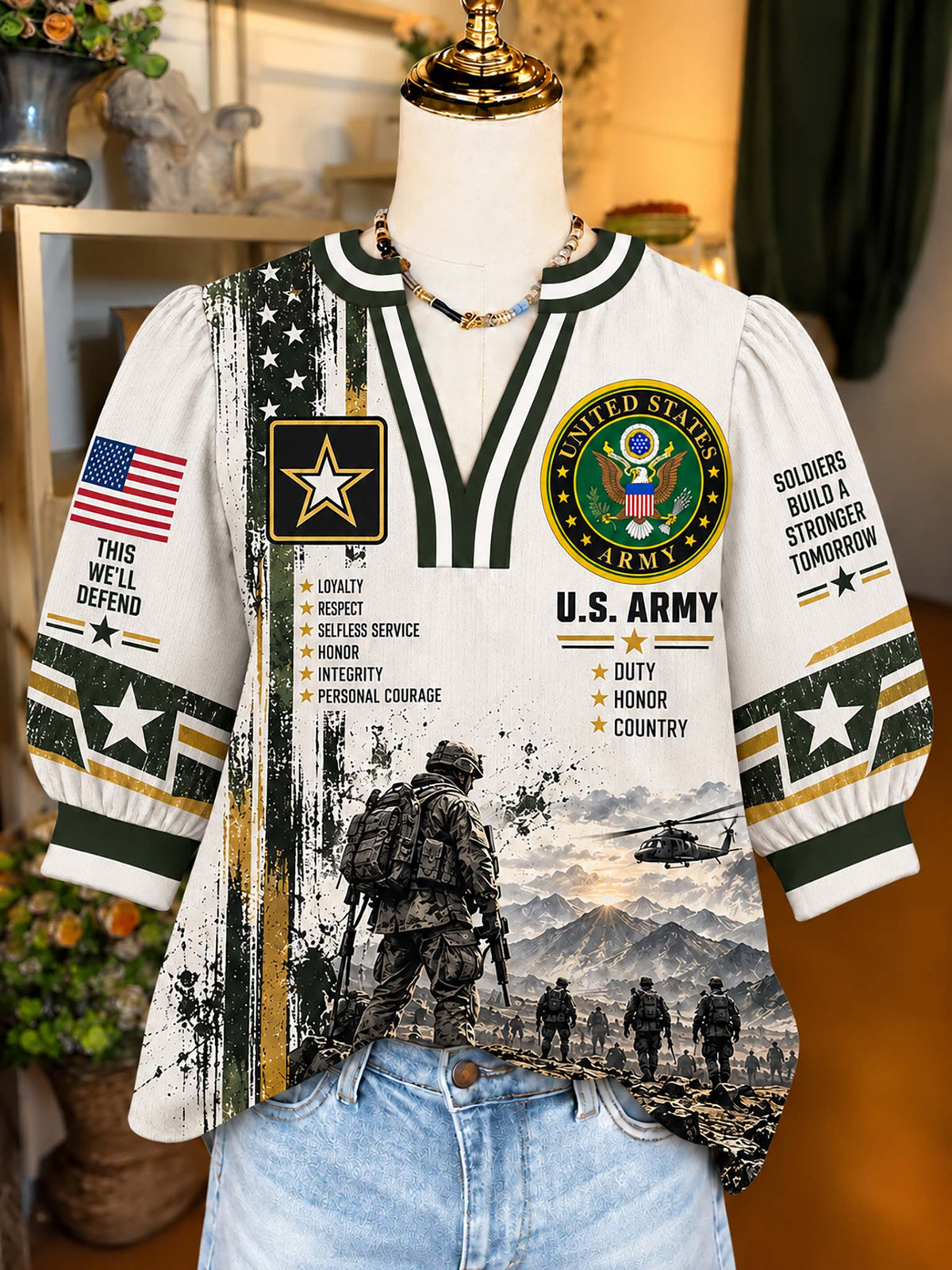 United States Army Liberty Crest Satin Top