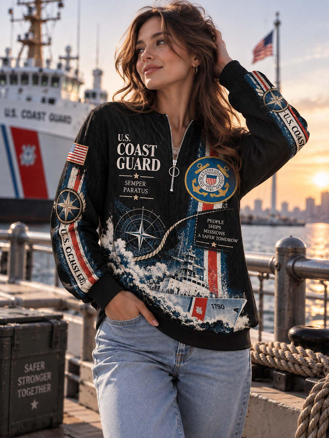 United States Coast Guard Honorbound Quilted Zip-Up Sweatshirt