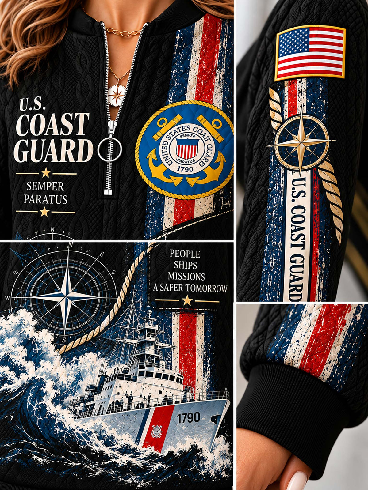 United States Coast Guard Honorbound Quilted Zip-Up Sweatshirt