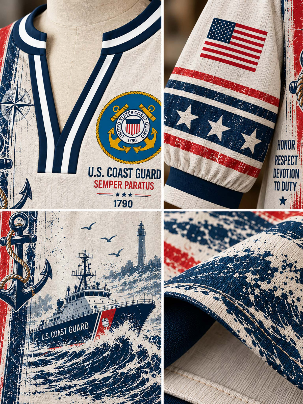 United States Coast Guard Liberty Crest Satin Top