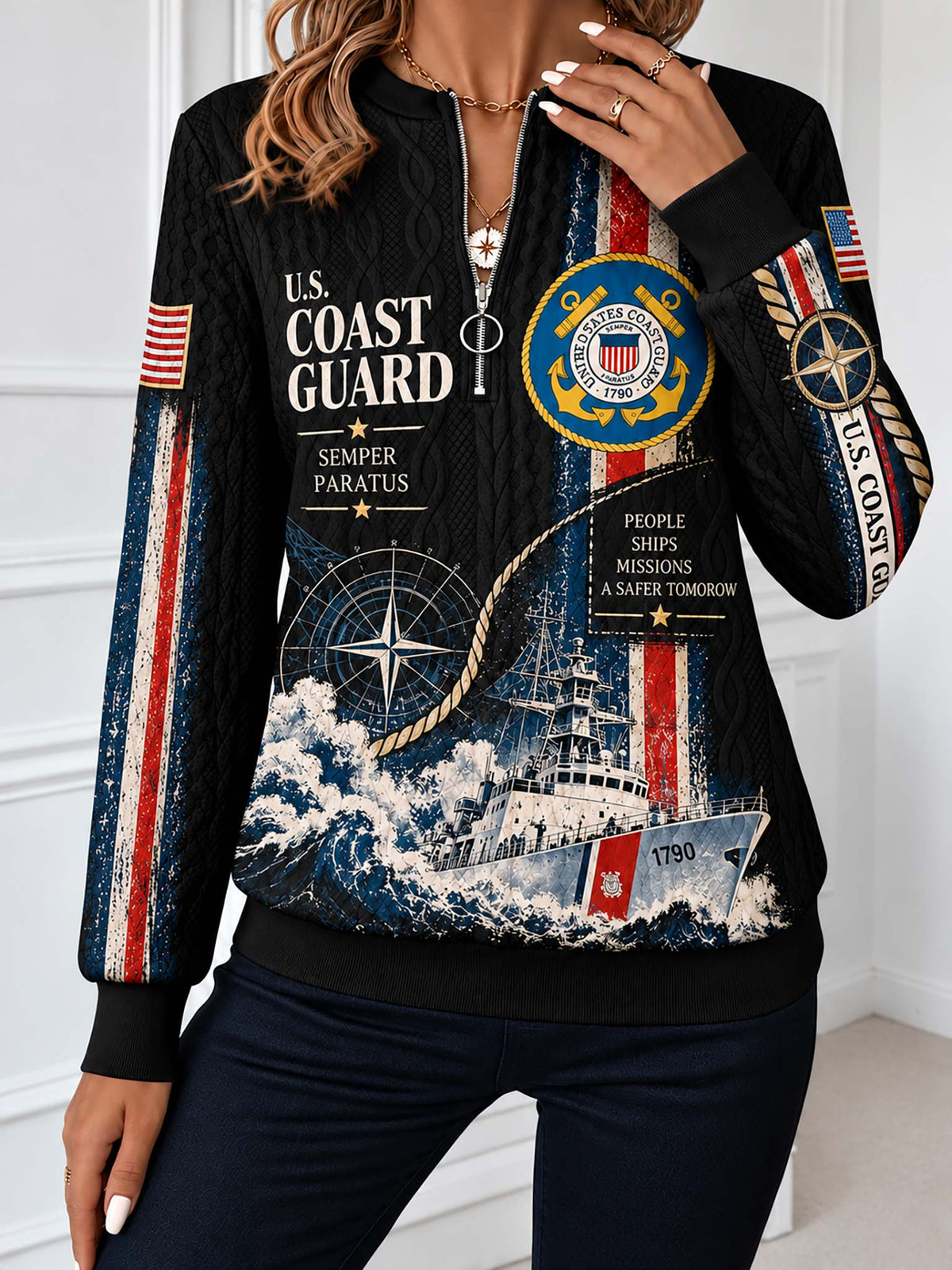 United States Coast Guard Honorbound Quilted Zip-Up Sweatshirt
