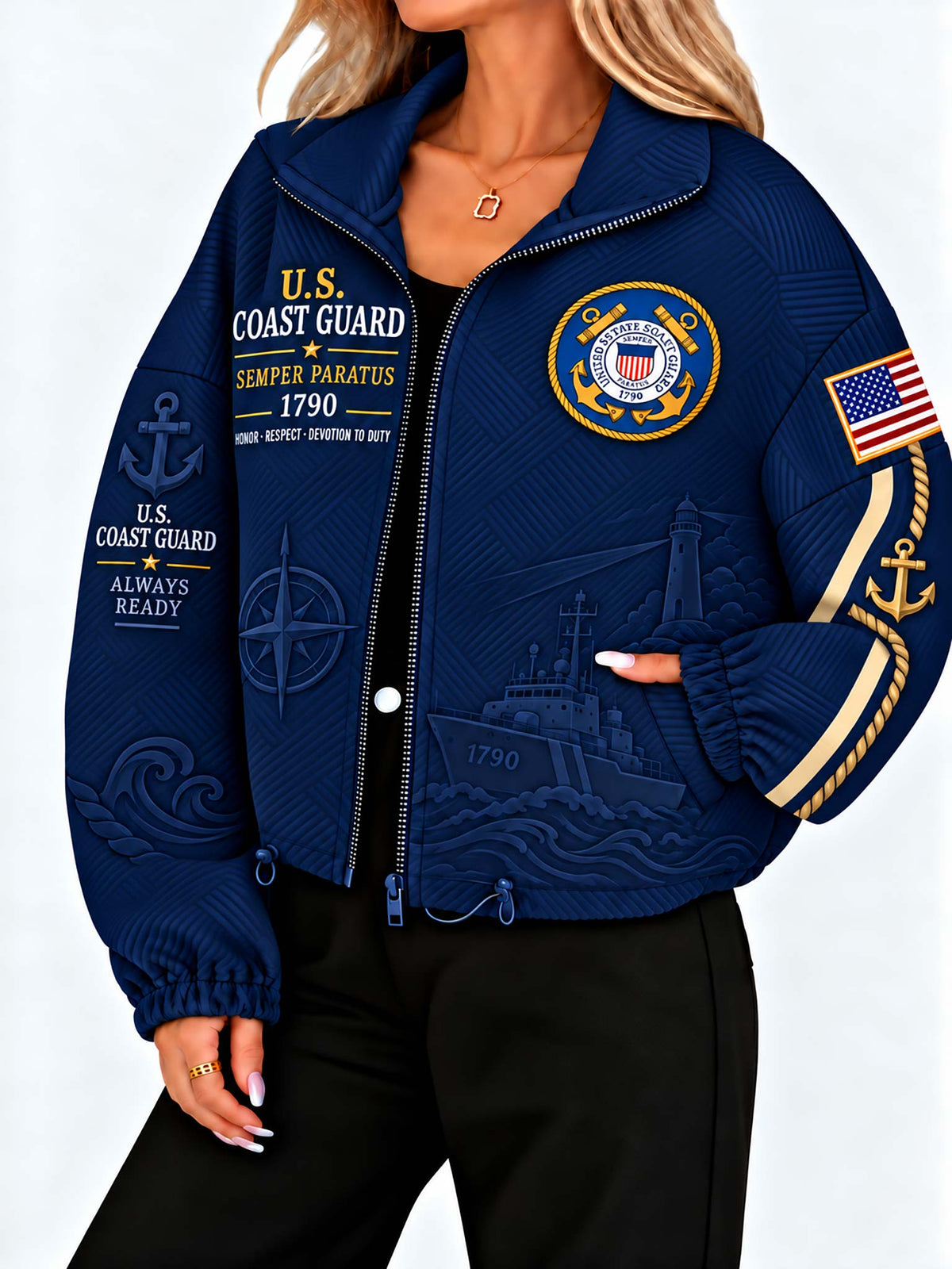 United States Coast Guard Heritage Women's Drawstring Pocket Jacket
