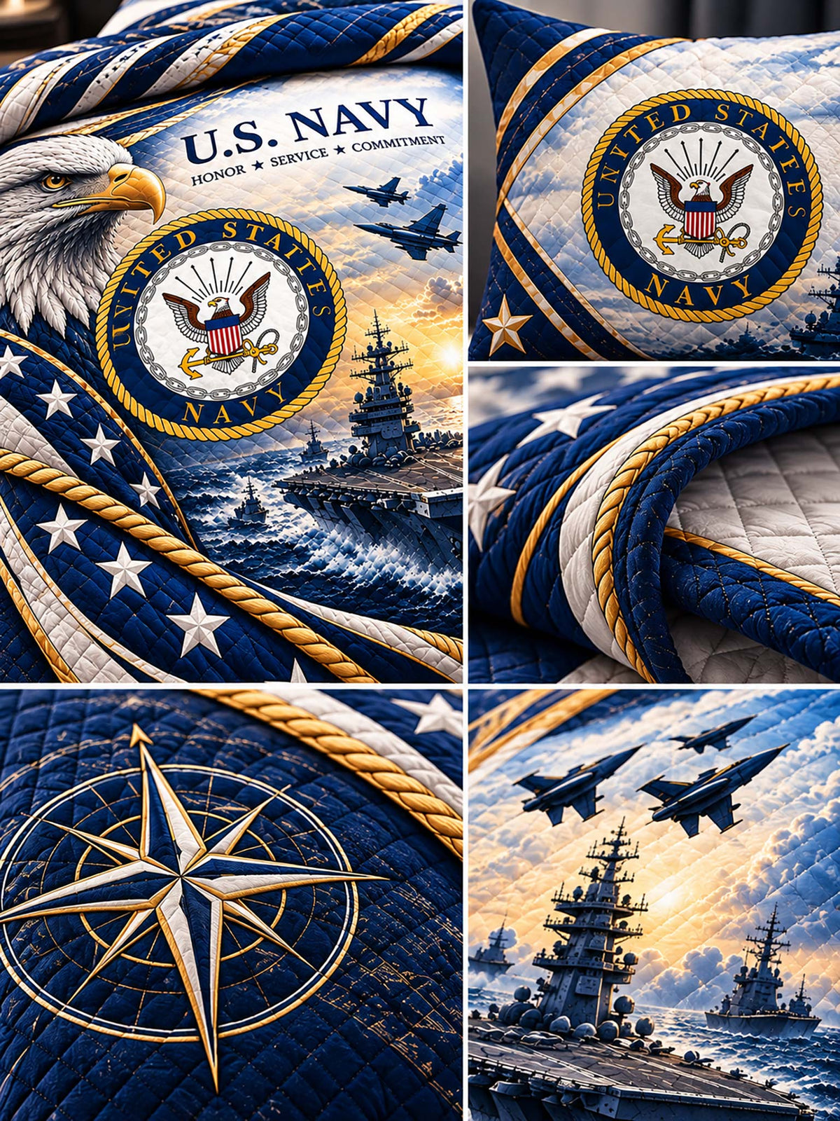 United States Navy Patriotic Military Quilt Set