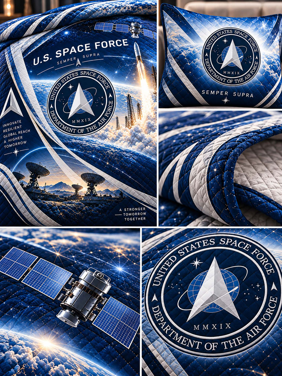 Space Force Patriotic Military Quilt Set