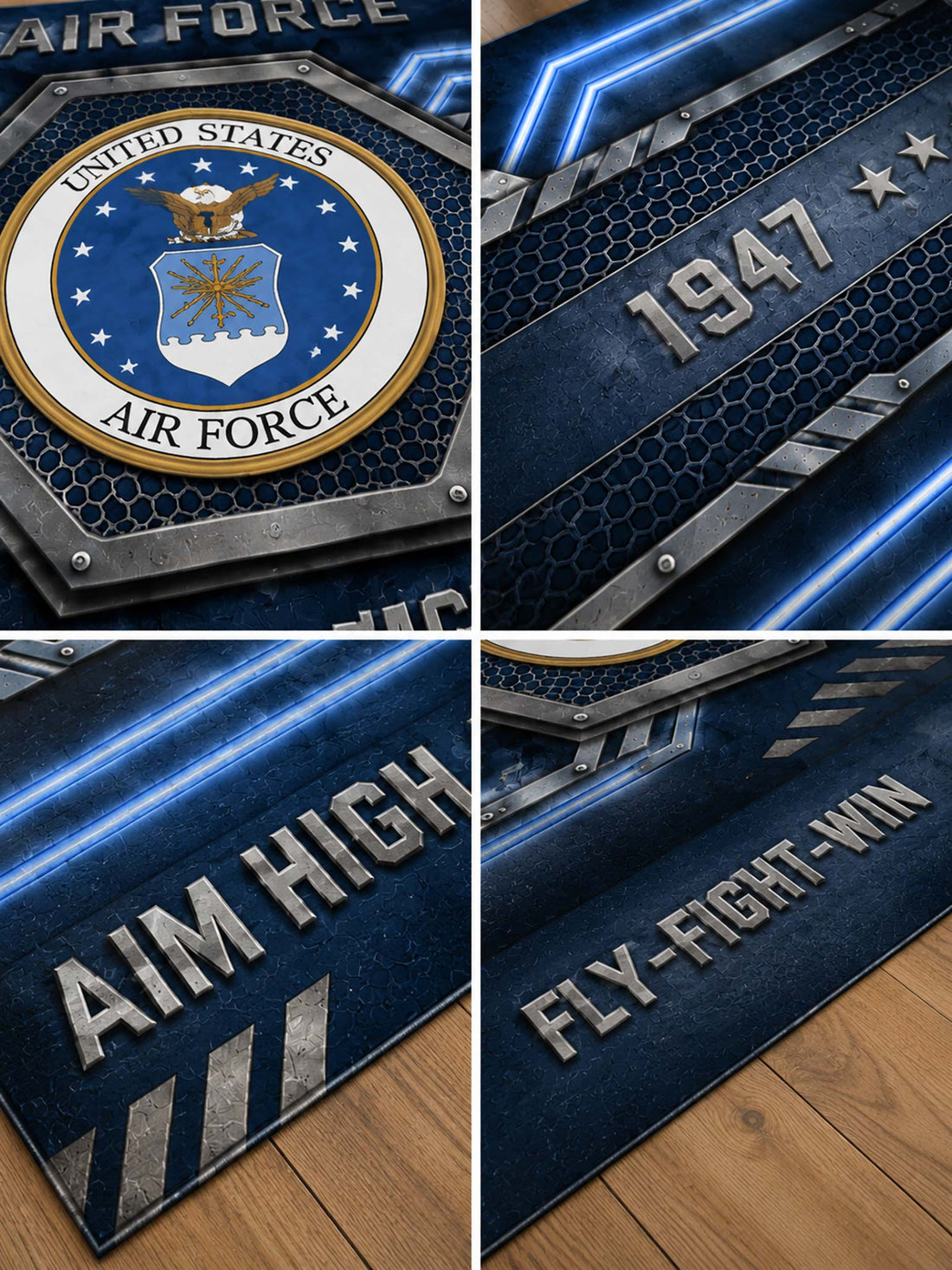 A rectangular area rug featuring a U.S.