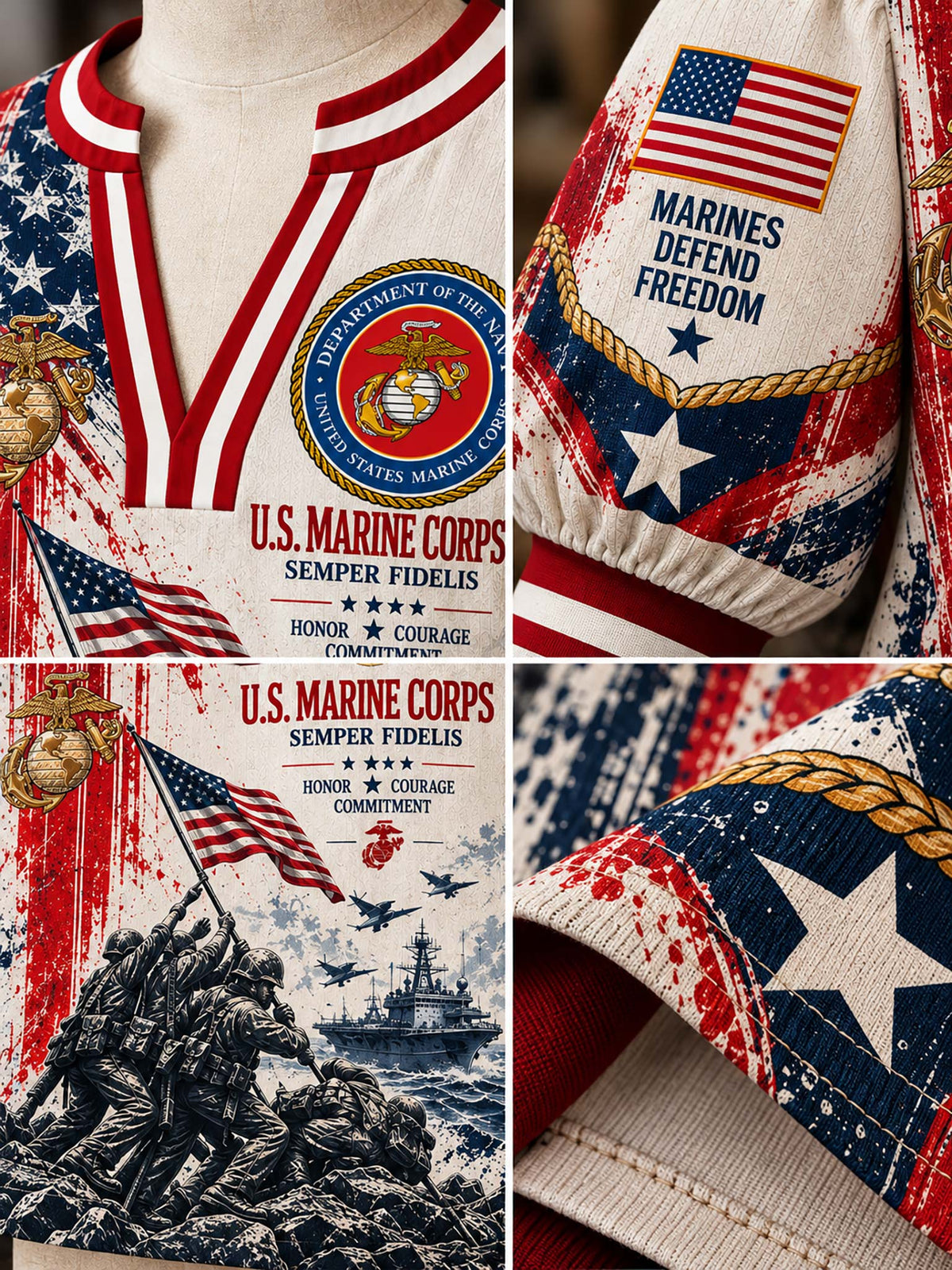 United States Marine Corps Liberty Crest Satin Top