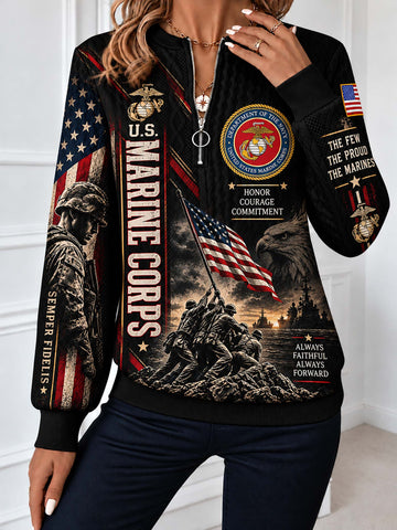 United States Marine Corps Honorbound Quilted Zip-Up Sweatshirt