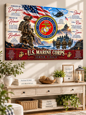United State Marine Corps Patriotic Military Canvas Wall Art