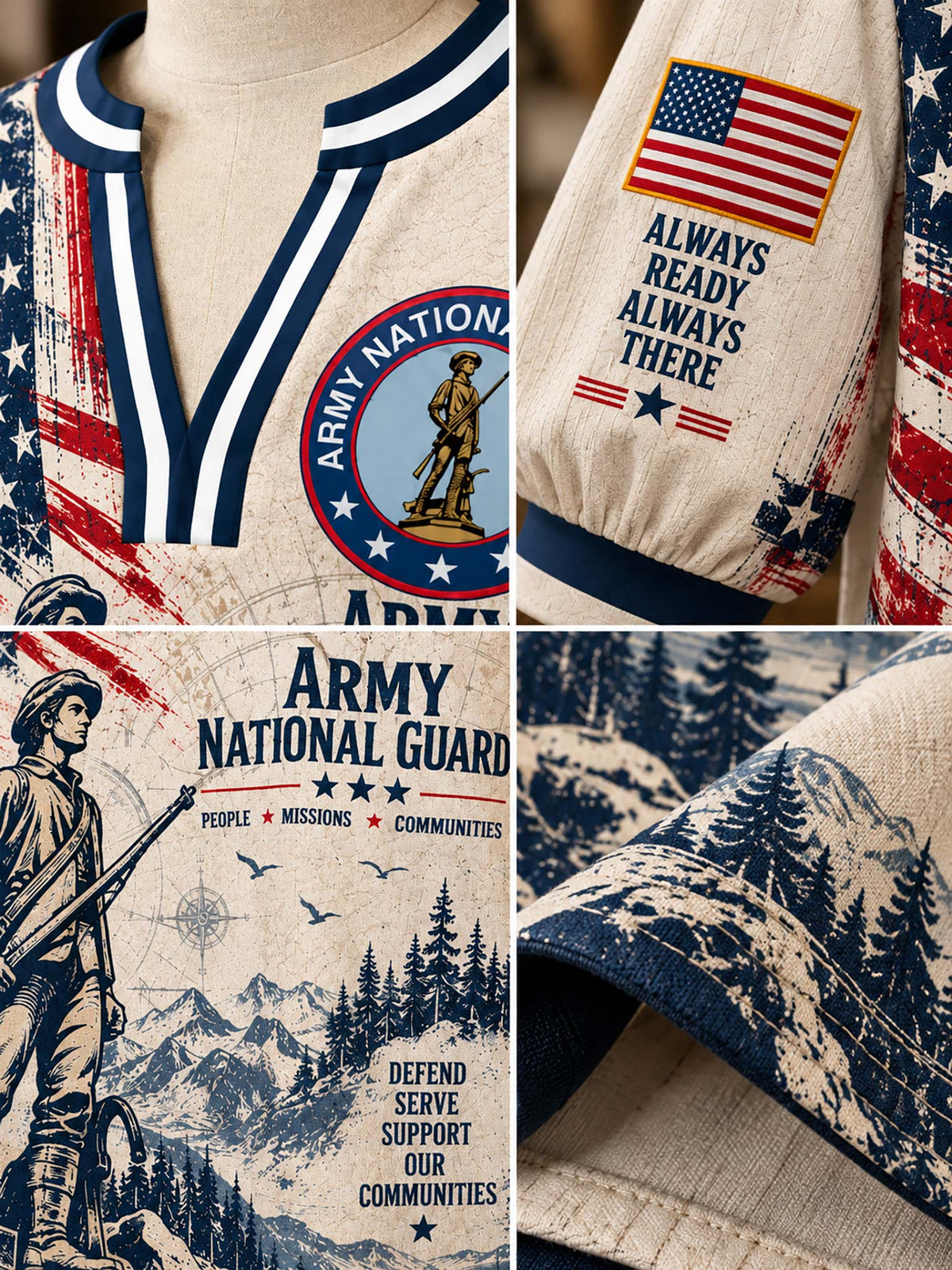 Army National Guard Liberty Crest Satin Top