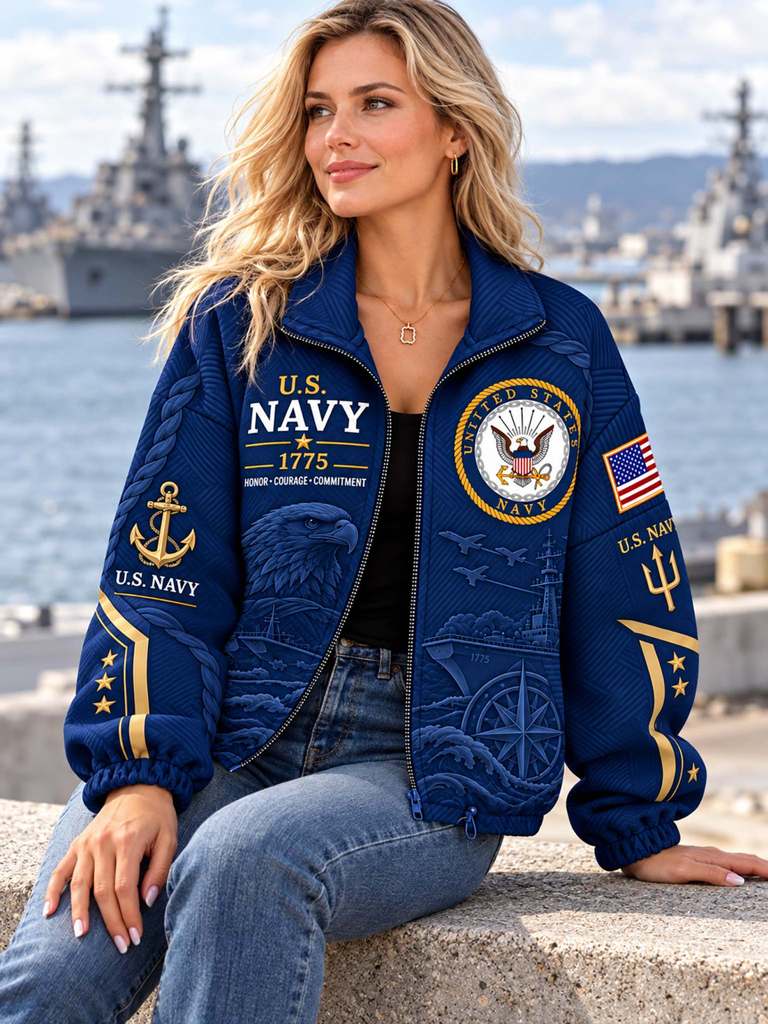 United States Navy Heritage Women's Drawstring Pocket Jacket