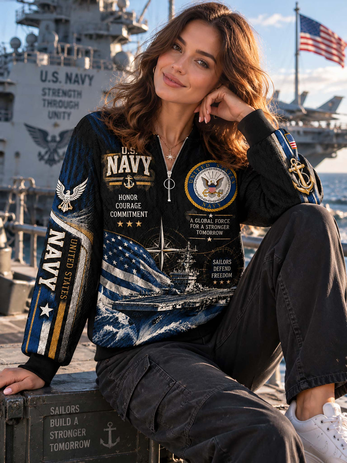 United States Navy Honorbound Quilted Zip-Up Sweatshirt