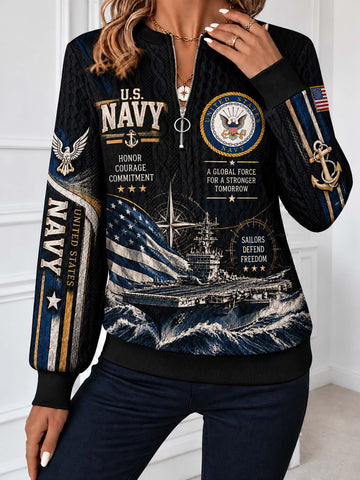 United States Navy Honorbound Quilted Zip-Up Sweatshirt