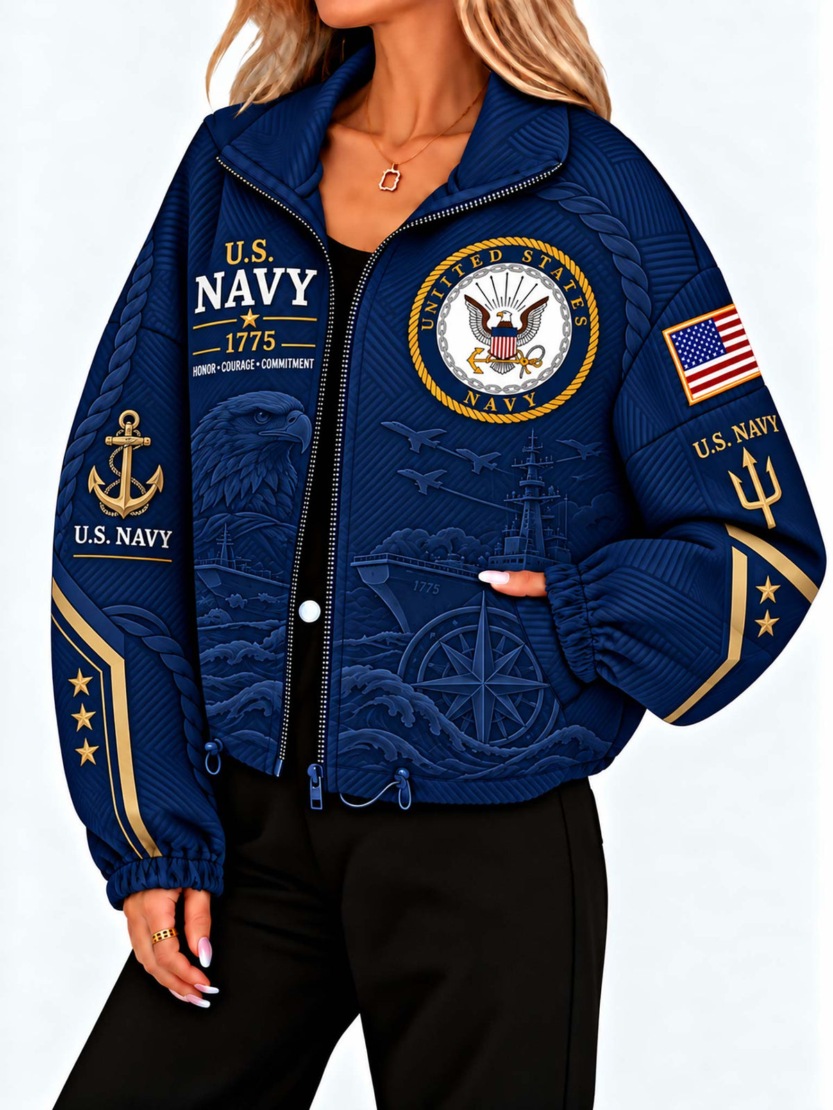 United States Navy Heritage Women's Drawstring Pocket Jacket