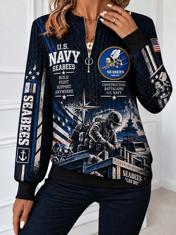 Seabees Honorbound Quilted Zip-Up Sweatshirt