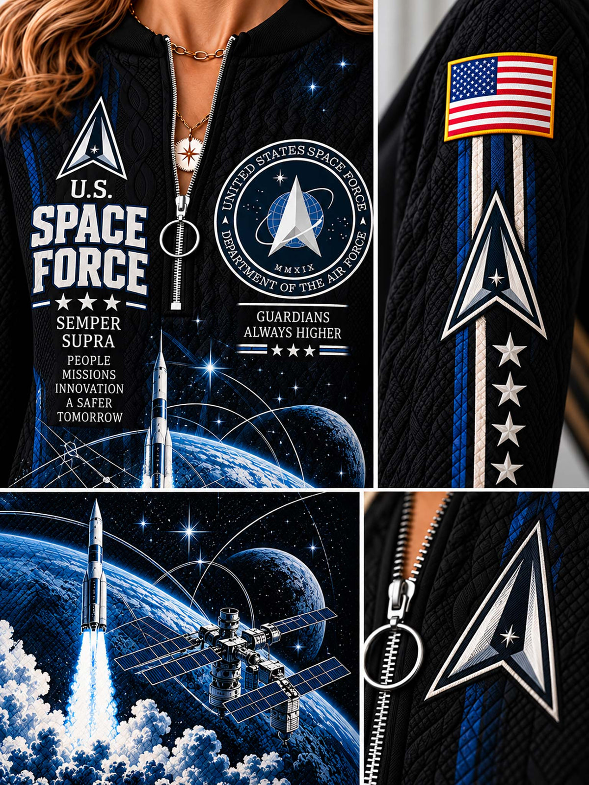 Space Force Honorbound Quilted Zip-Up Sweatshirt