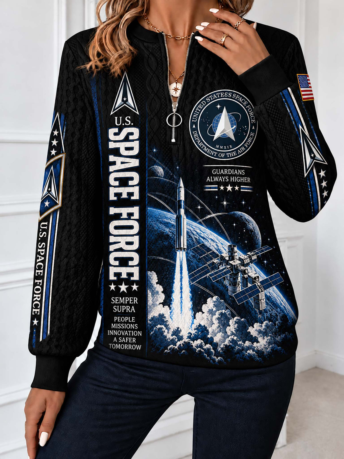 Space Force Honorbound Quilted Zip-Up Sweatshirt