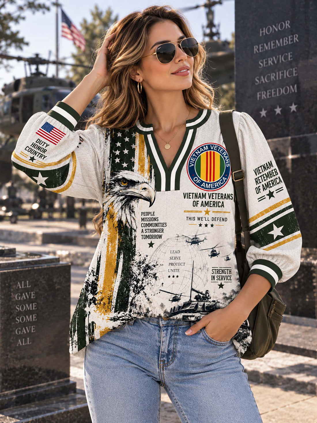 Vietnam Veteran Liberty Crest Satin Top
